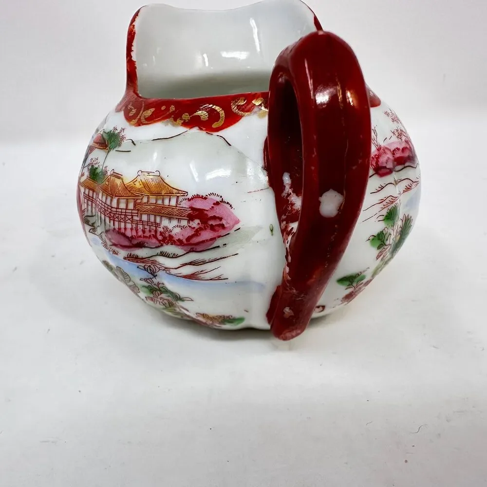Vintage Japanese Geisha Girl Porcelain Creamer Sugar Bowl Mismatched Lot 6pc